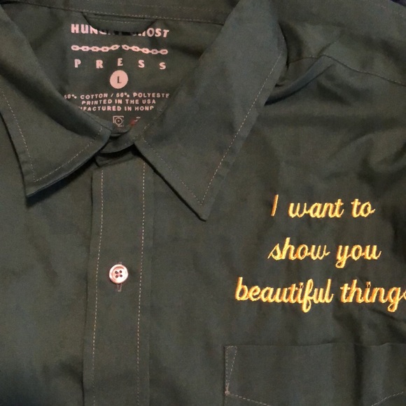 HUNGRY GHOST PRESS Beautiful Things Button Down Work Shirt- L - Picture 8 of 9